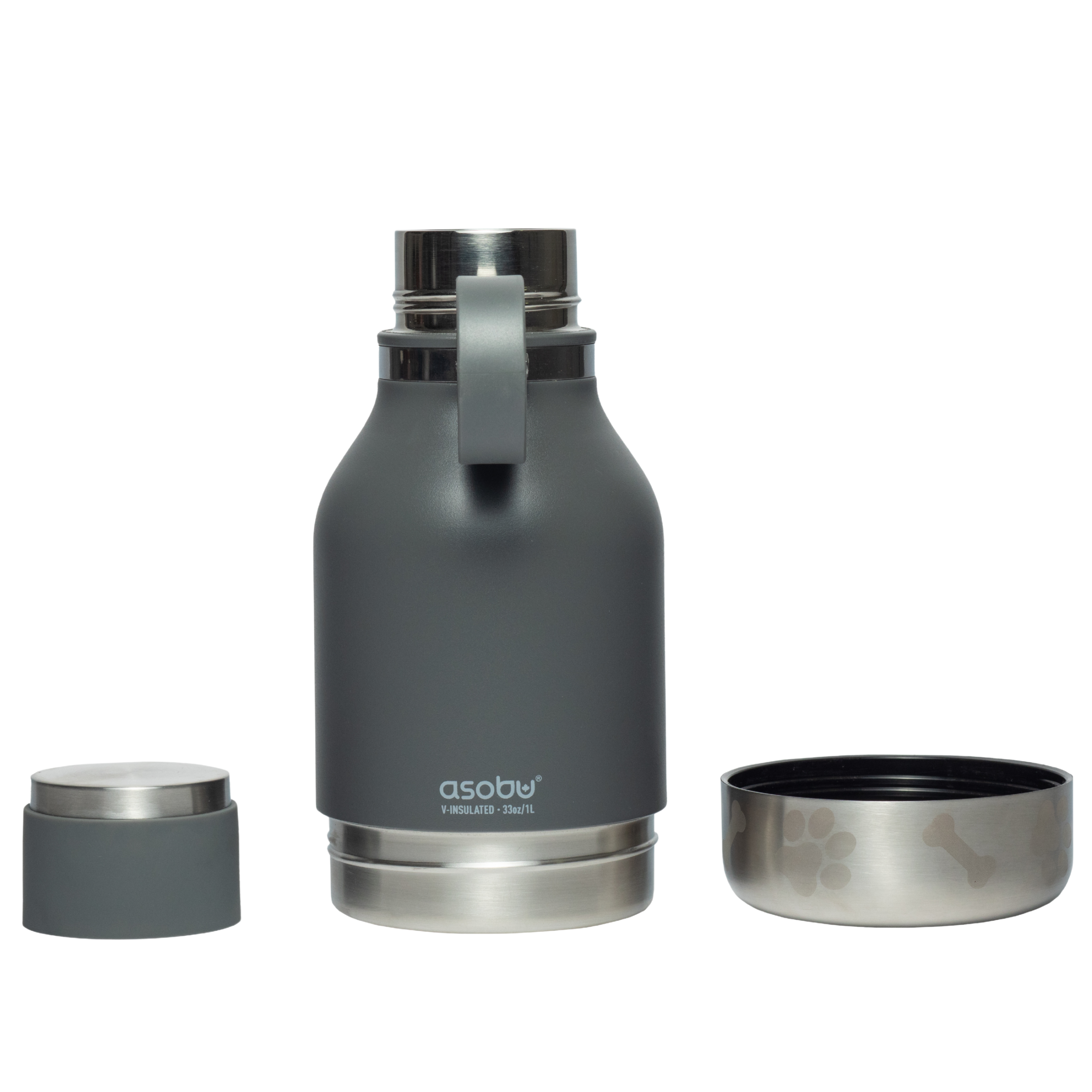 asobu-dog-bowl-bottle-trinkflasche-smoke-mit-napf image 2