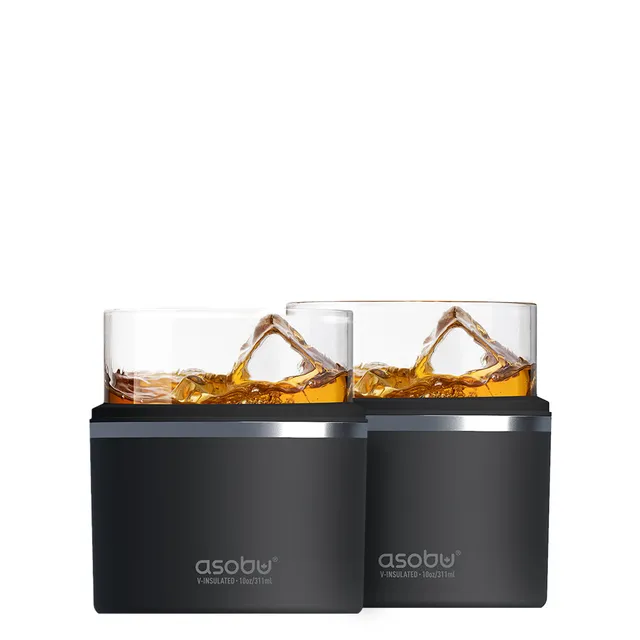asobu-on-the-rocks-whisky-k-hler-2er-set-isolierh-llen-mit-2-old-fashioned-gl-se image 1