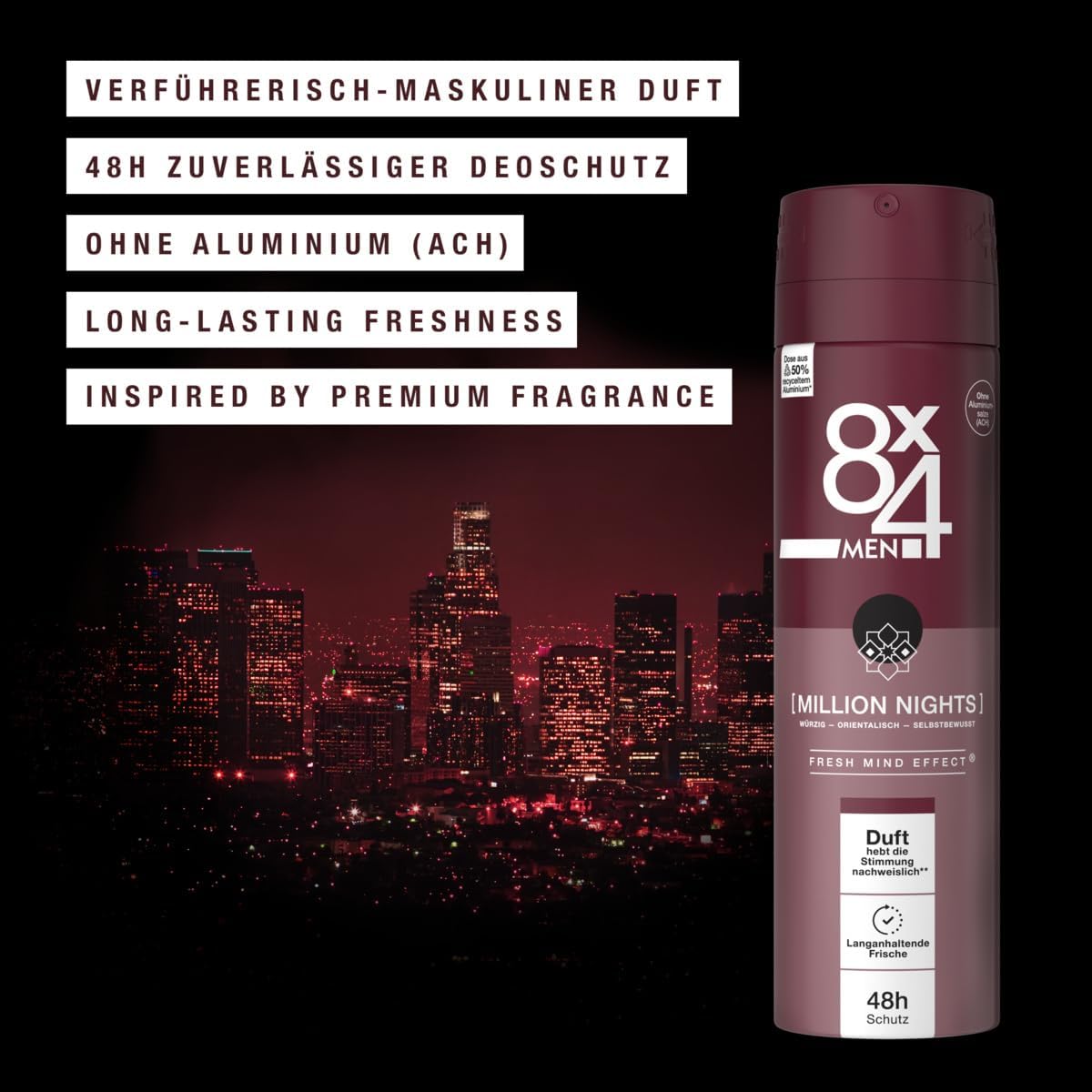 8x4-men-million-nights-deospray-150-ml-ohne-aluminium-ach image 2