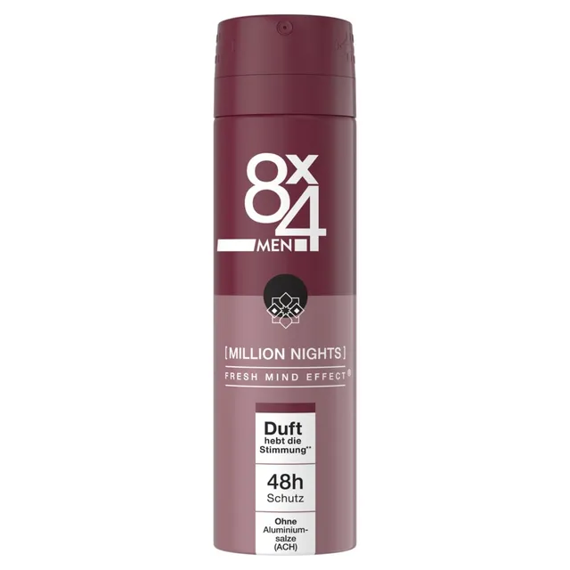 8x4-men-million-nights-deospray-150-ml-ohne-aluminium-ach image 1