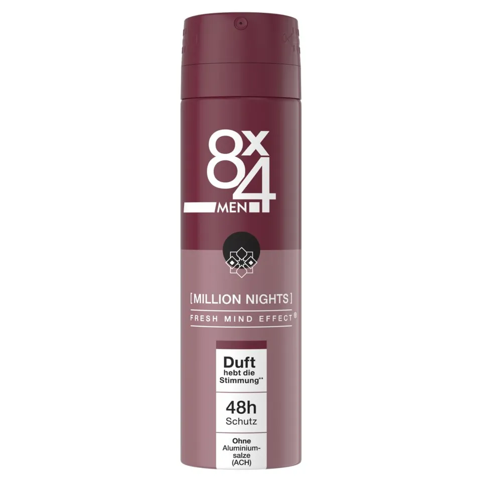 8x4-men-million-nights-deospray-150-ml-ohne-aluminium-ach image 1