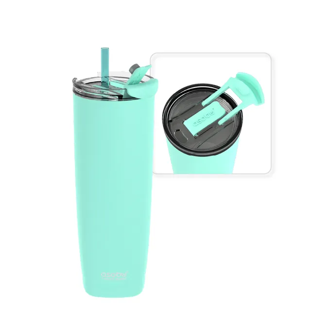 asobu-mint-aqualina-tumbler-20oz-isolierbecher-mit-strohhalm-und-flip-deckel image 1