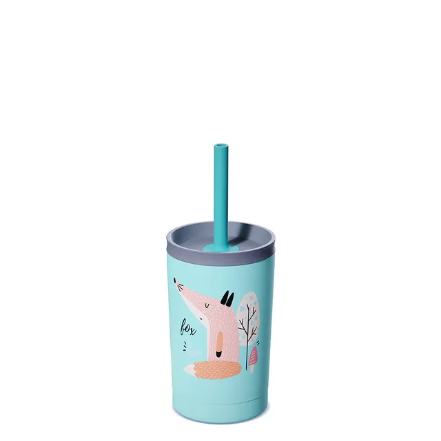 asobu-teal-mini-sippy-isolierte-kinder-trinkflasche-edelstahl-12oz-mit-strohhalm image 1