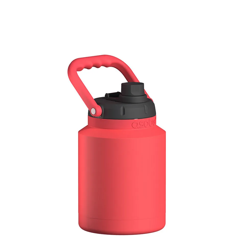 asobu-red-mini-jug-isolierte-edelstahl-trinkflasche-rot-mit-strohhalm image 1