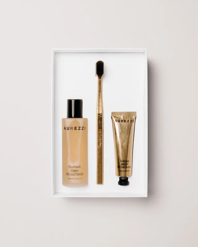 aurezzi-travel-trio-gold-black-bristles-24k-reise-set-zahnb-rste-zahnpasta-munds image 1