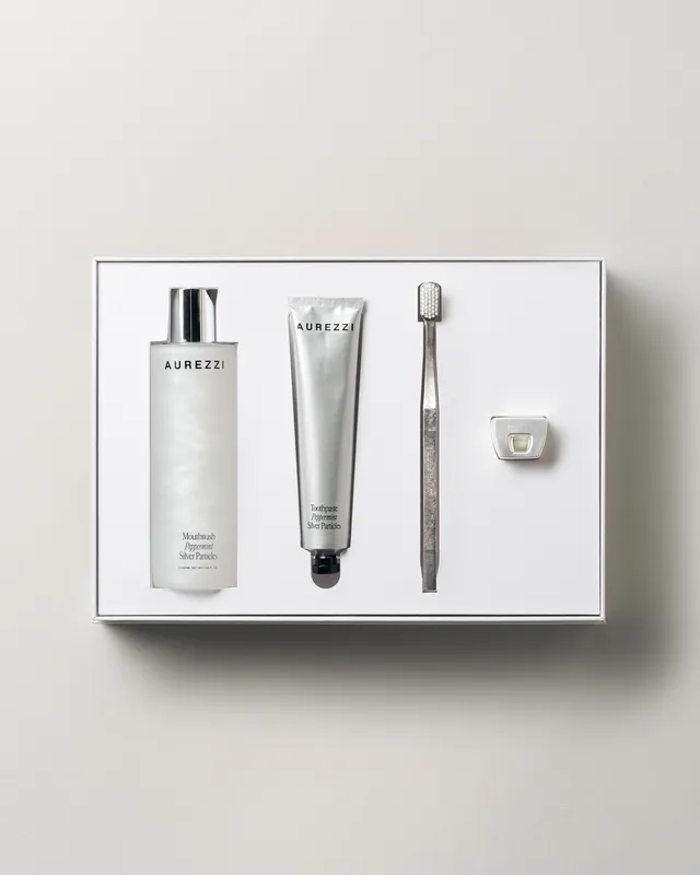 aurezzi-gift-box-silver-geschenkset-mit-b-rste-zahnpasta-mundsp-lung image 1
