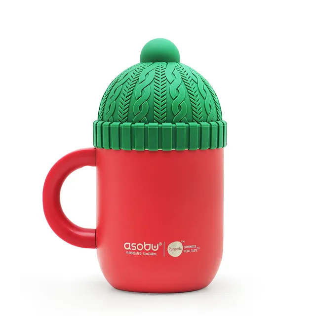 asobu-happy-hats-red-isolierbecher-mit-m-tzen-deckel image 1
