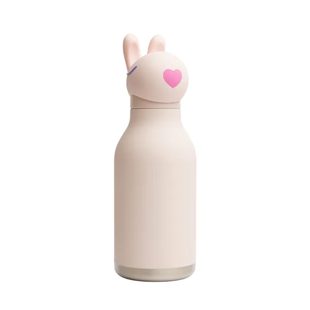 asobu-bunny-bestie-bottle-isolierflasche-16oz-mit-silikon-charakterkopf image 1