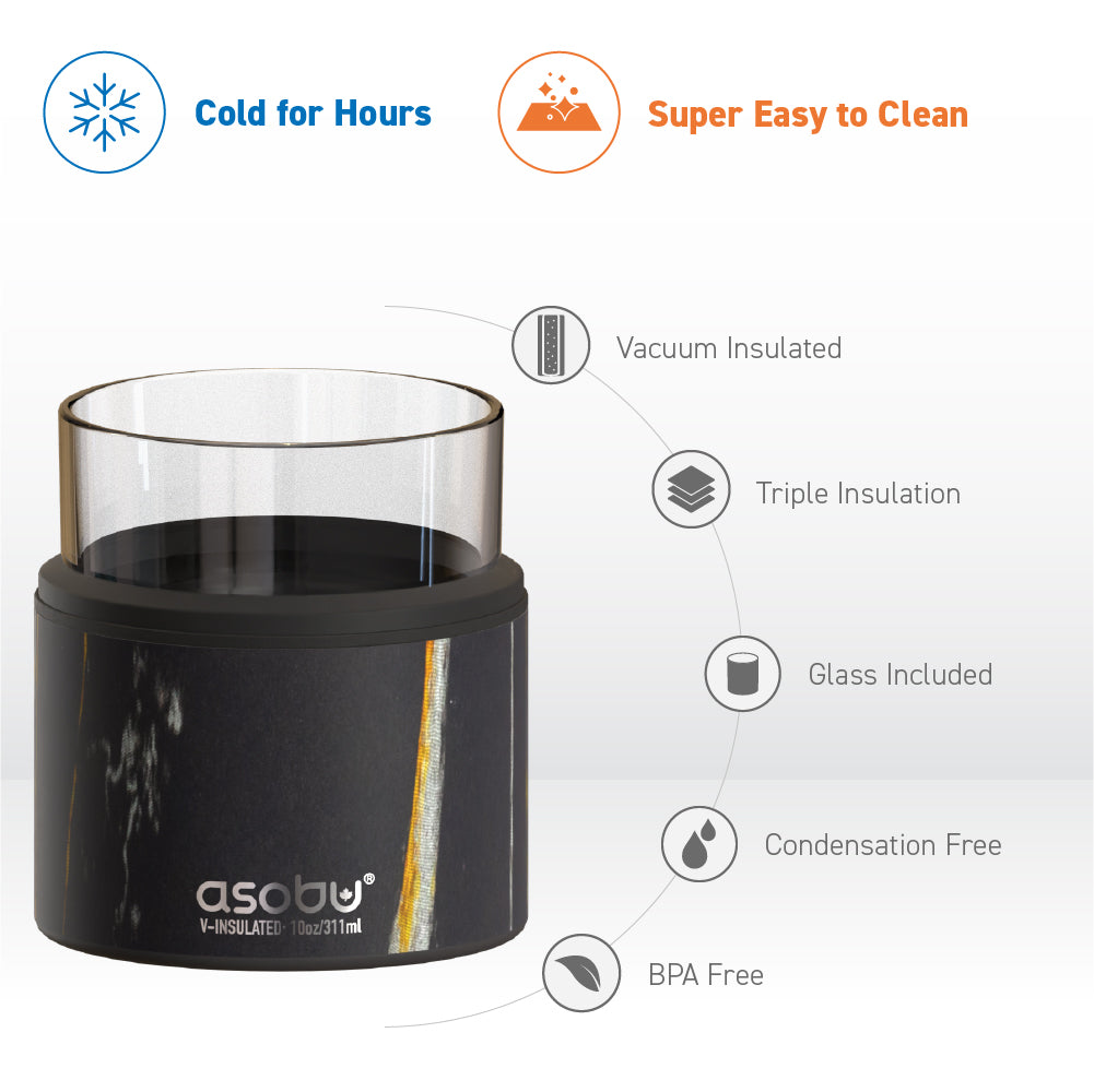 asobu-whiskey-insulated-sleeve-midnight-marble-mit-rocks-glas image 3