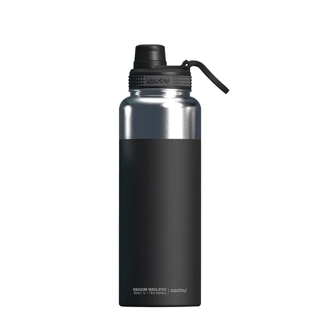 asobu-mighty-flask-black-40oz-1-18-l-isolierflasche-mit-griff-und-schwenkausgie- image 1