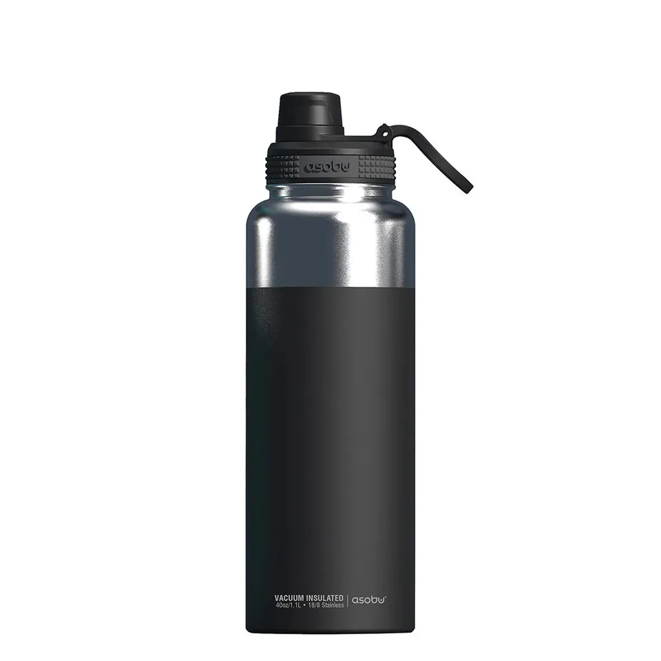 asobu-mighty-flask-black-40oz-1-18-l-isolierflasche-mit-griff-und-schwenkausgie- image 1