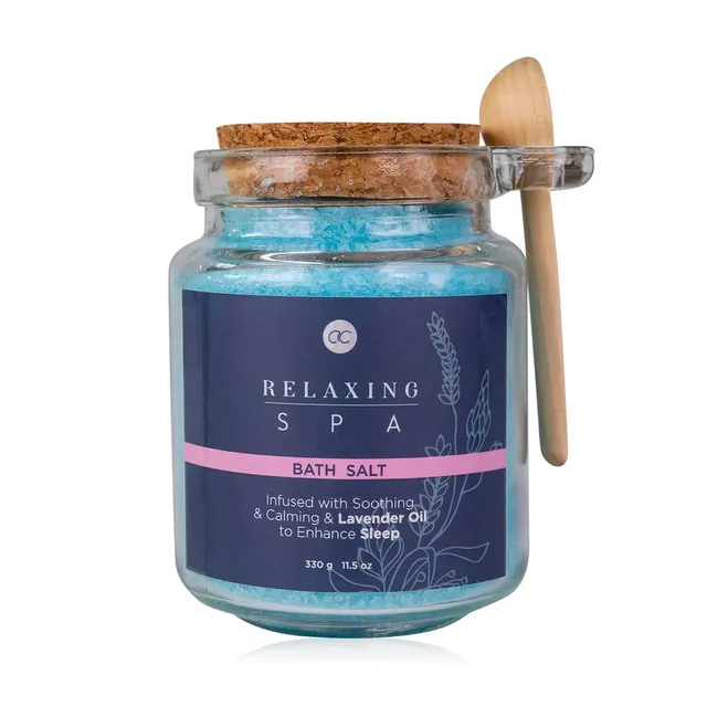 accentra-relaxing-spa-badesalz-lavendel-330g-im-glas-mit-kork-und-holzl-ffel image 1