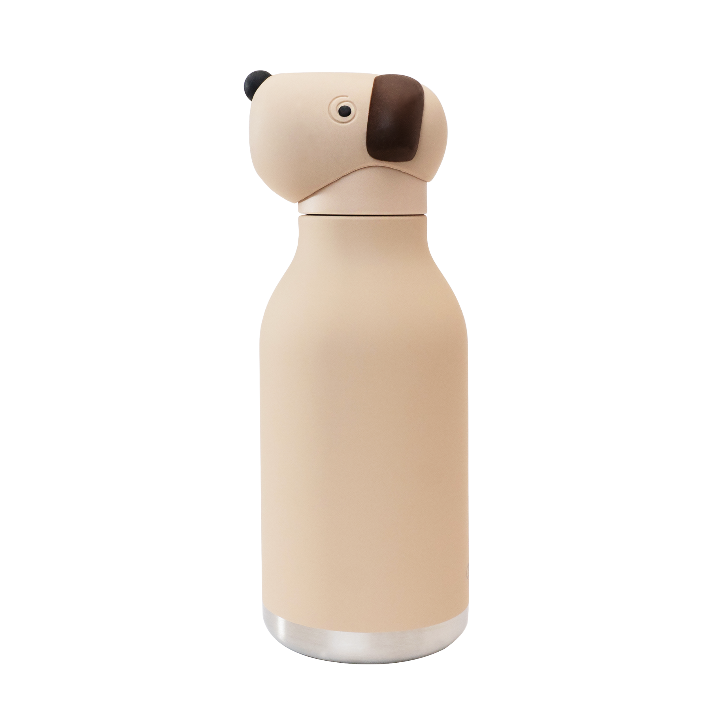 asobu-beige-dog-bestie-bottle-kinder-trinkflasche-473-ml-mit-silikon-figur image 1