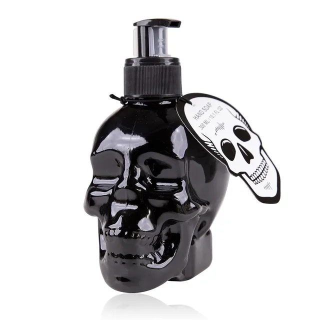 accentra-rockstar-seifenspender-totenkopf-schwarz-300-ml-kirsche image 1