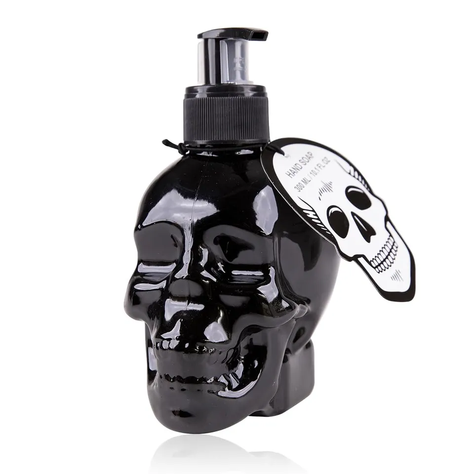 accentra-rockstar-seifenspender-totenkopf-schwarz-300-ml-kirsche image 1
