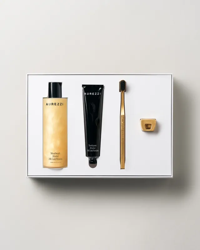 aurezzi-gift-box-gold-black-4-teiliges-mundpflege-geschenkset image 1