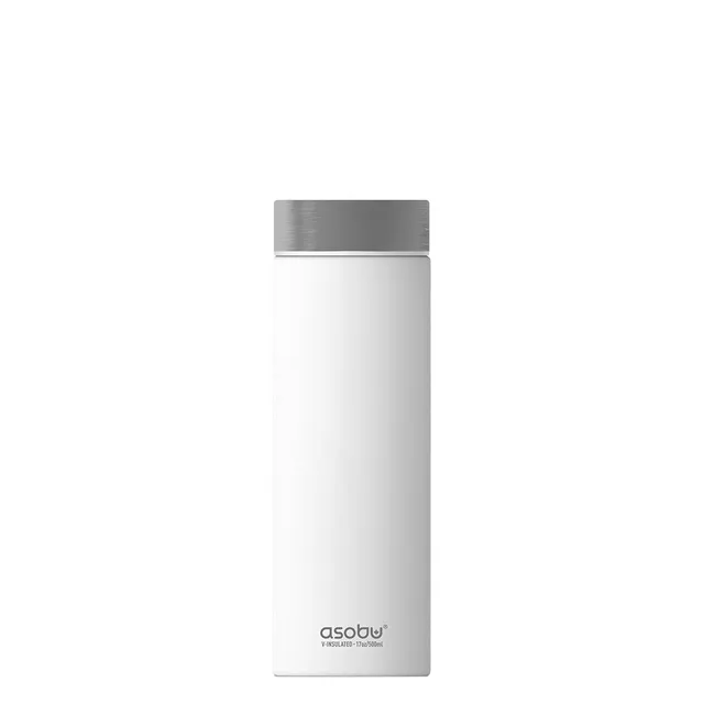 asobu-le-baton-thermosflasche-500-ml-white-silver image 1