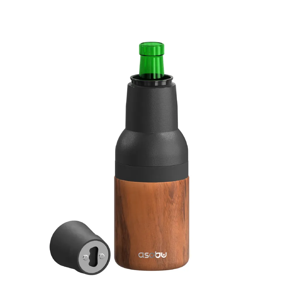 asobu-wood-frosty-beer-flaschenk-hler-mit-integriertem-flaschen-ffner-kupferbesc image 1