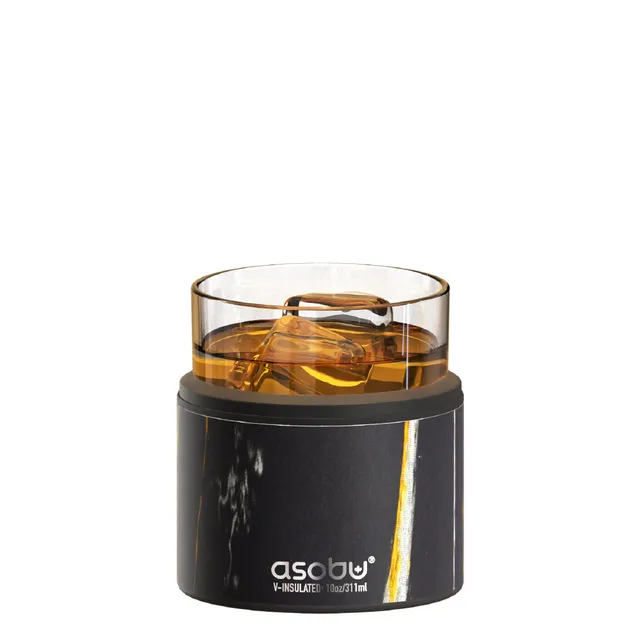 asobu-whiskey-insulated-sleeve-midnight-marble-mit-rocks-glas image 1