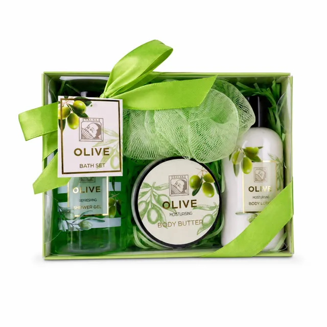 accentra-olive-geschenkbox-4-teilig-mit-duschgel-bodylotion-k-rperbutter-und-net image 1