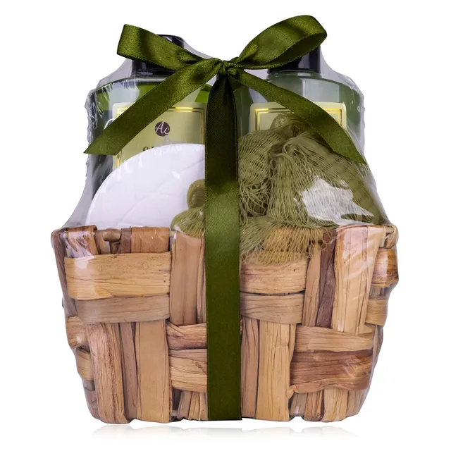 accentra-geschenkset-olive-badeset-4-teilig-im-seegraskorb image 1