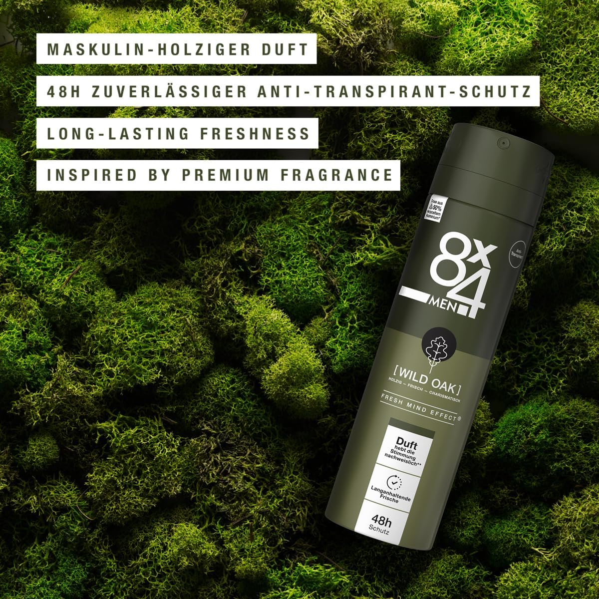 8x4-men-wild-oak-deospray-150-ml-anti-transpirant-mit-48h-schutz image 2