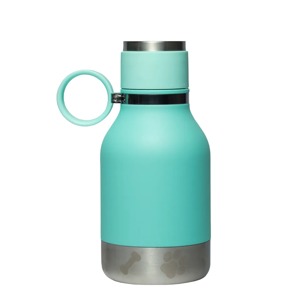 asobu-teal-dog-bowl-bottle-isolierte-edelstahl-trinkflasche-mit-hundenapf image 1