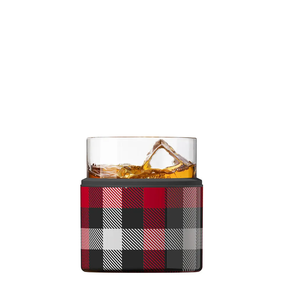 asobu-whiskey-insulated-sleeve-mit-rocks-glas-plaid-black image 1