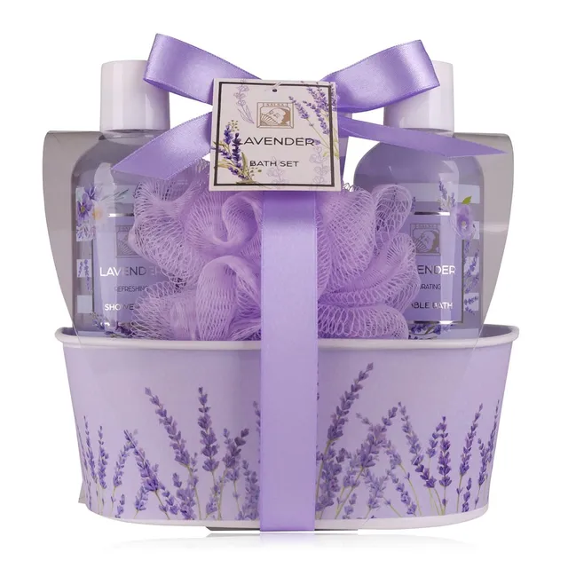 accentra-duschset-lavendel-geschenkset-4-teilig-in-metallbox image 1