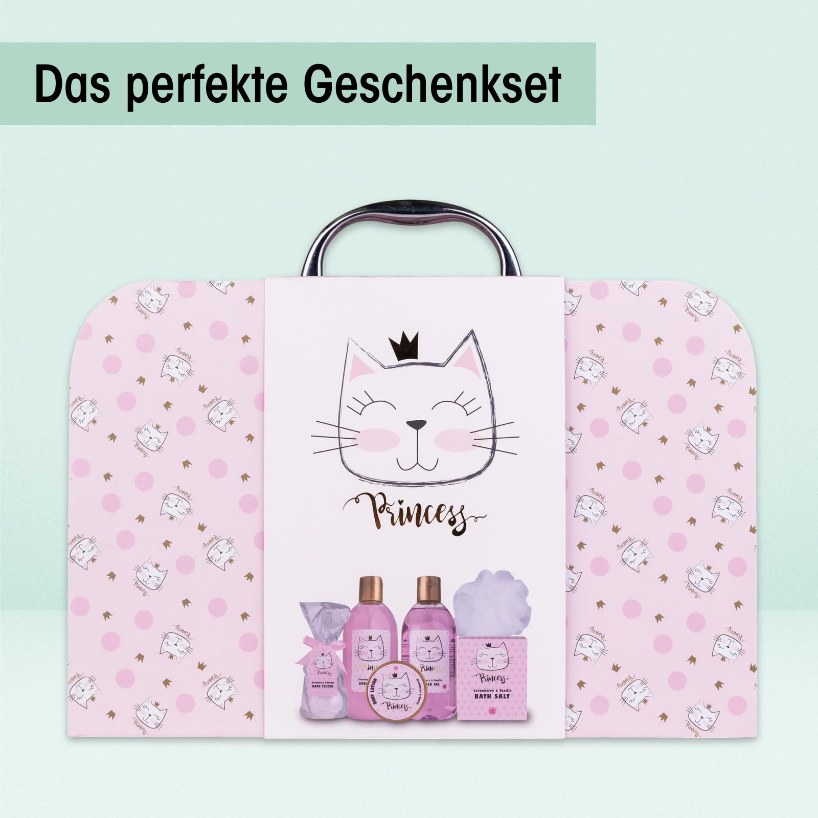 accentra-princess-kitty-duschset-7-teilig-erdbeer-vanille-im-papierkoffer image 4