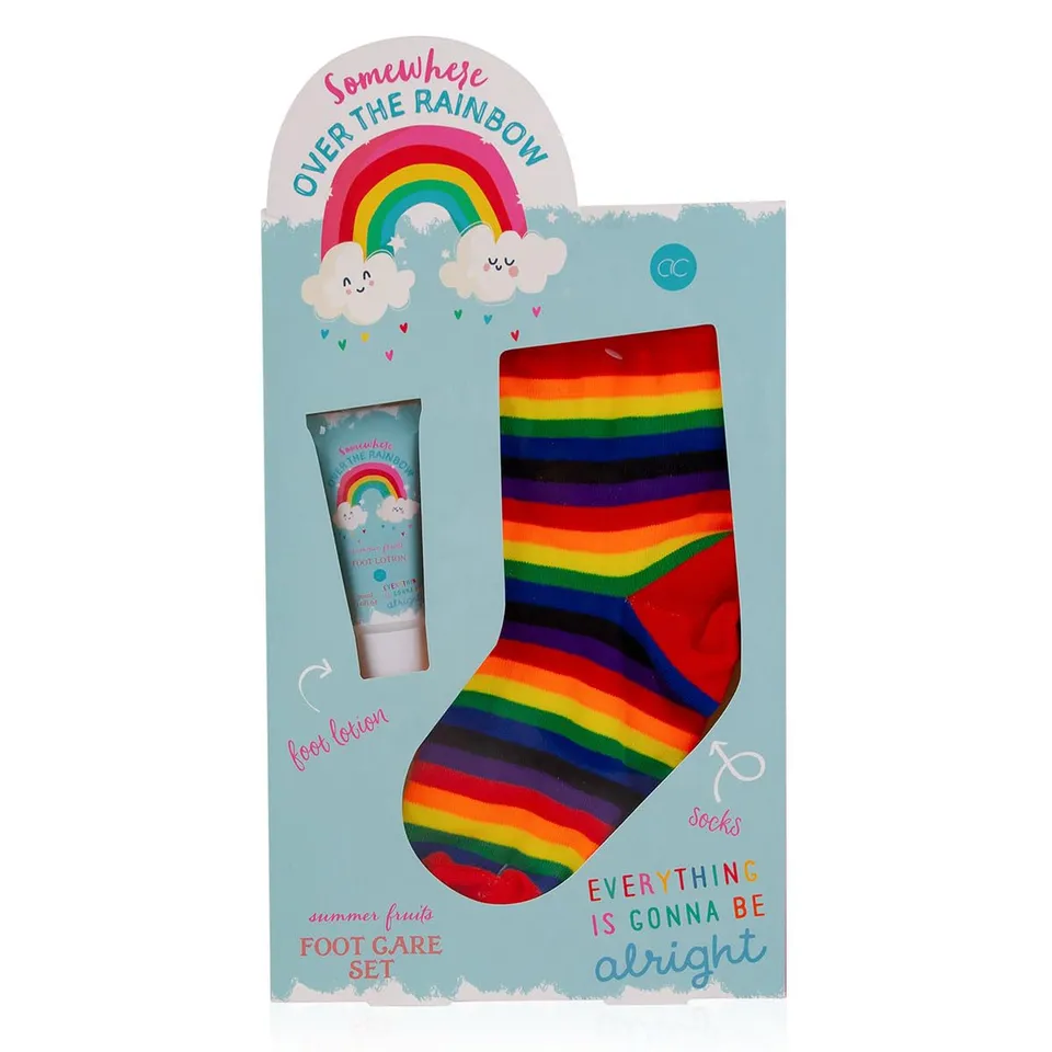 accentra-over-the-rainbow-pflegeset-fu-lotion-socken-regenbogenmuster-in-geschen image 1