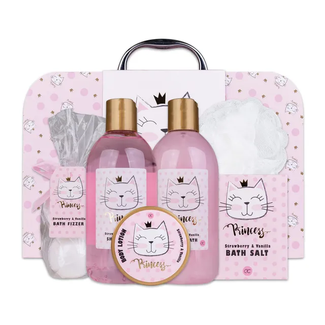 accentra-princess-kitty-duschset-7-teilig-erdbeer-vanille-im-papierkoffer image 1