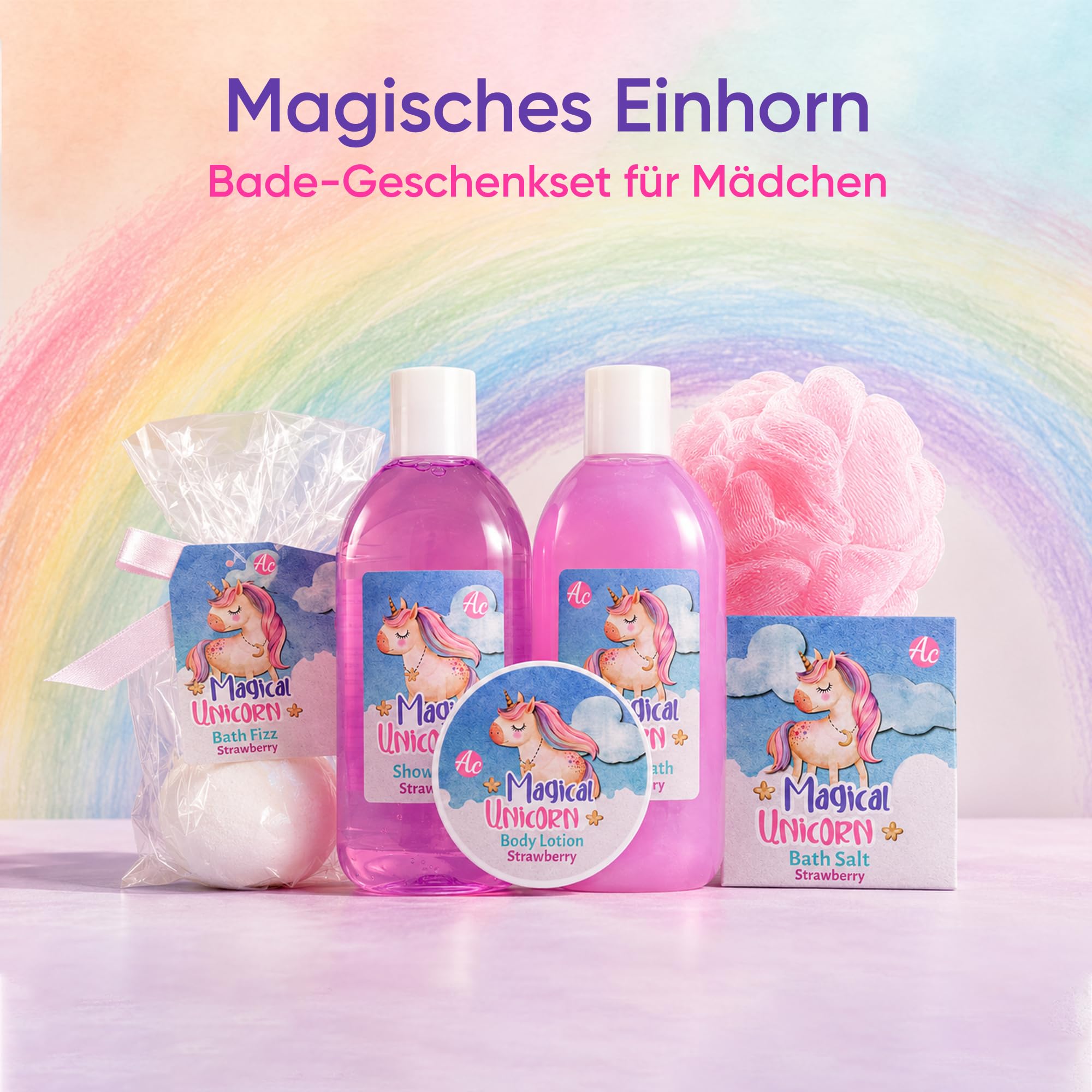 accentra-einhorn-geschenkset-7-teiliges-badeset-im-koffer-erdbeere-vanille image 2