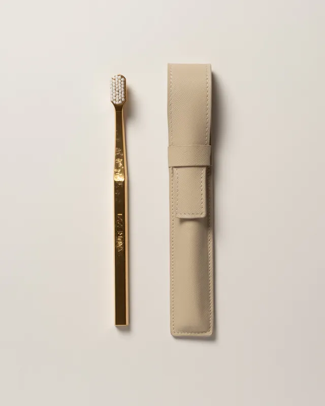 aurezzi-saffiano-leather-case-beige-toothbrush-gold-white-set image 1