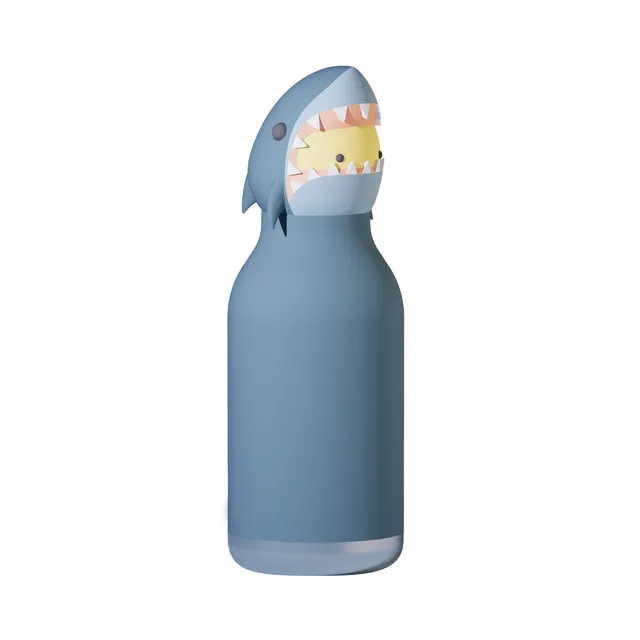 asobu-shark-bestie-bottle-kinder-trinkflasche-16-oz-mit-abnehmbarem-silikon-char image 1