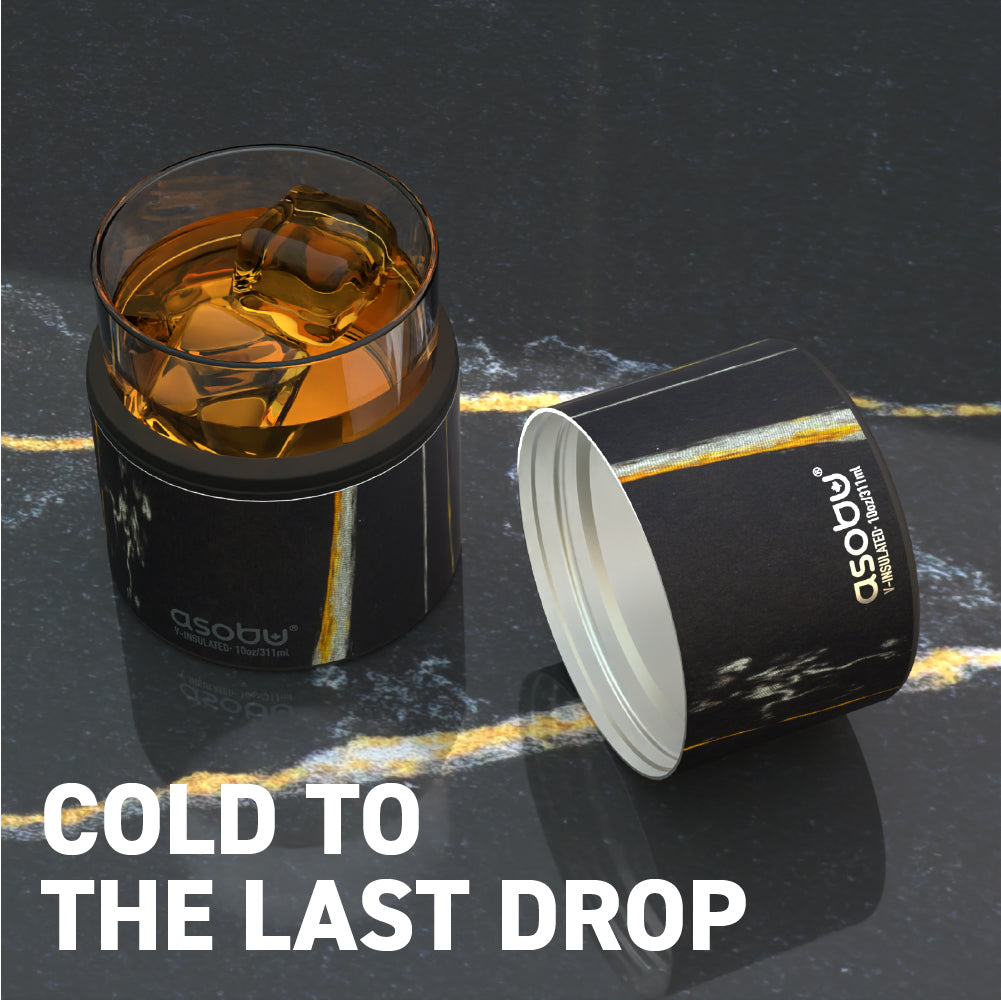 asobu-whiskey-insulated-sleeve-midnight-marble-mit-rocks-glas image 2