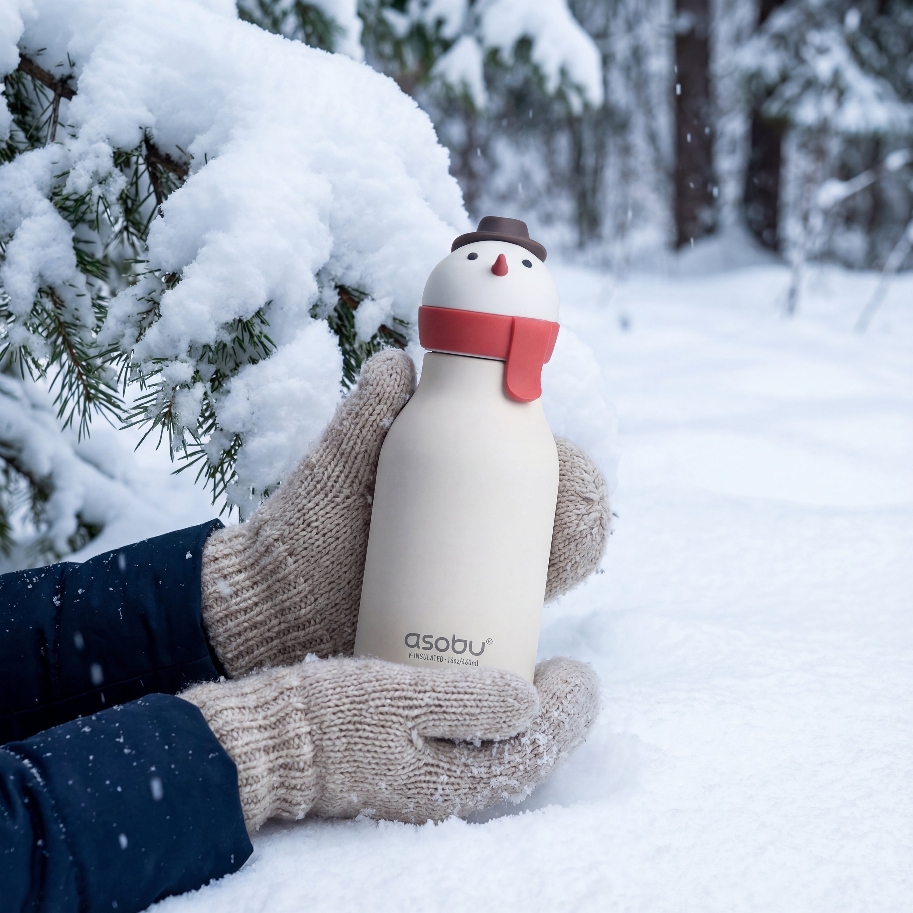 asobu-bestie-snowman-trinkflasche-470ml-isolierte-edelstahl-kinderflasche image 2