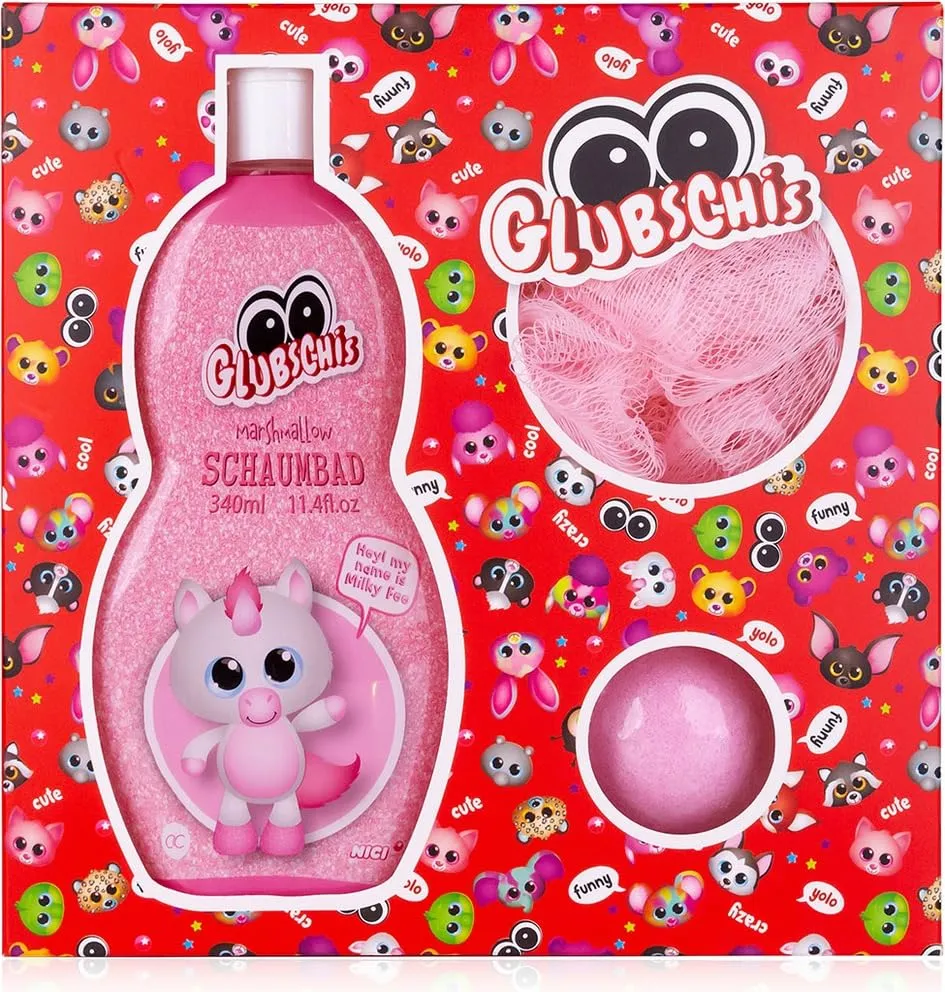 accentra-glubschis-badeset-milky-fee-schaumbad-badebombe-netzschwamm-in-geschenk image 1